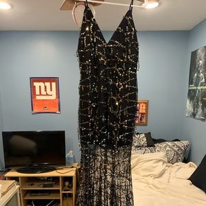 Black and gold sequins dress